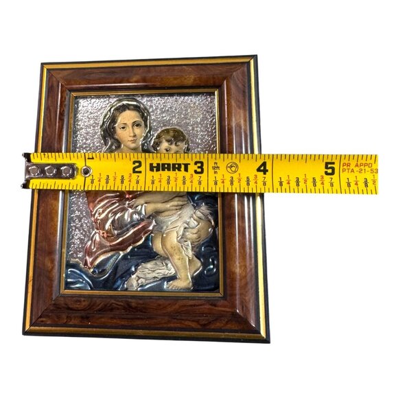 Madonna and Child Icon Virgin Mary Christ Jesus in Gold Foil 3D Religious Framed - Picture 2 of 6